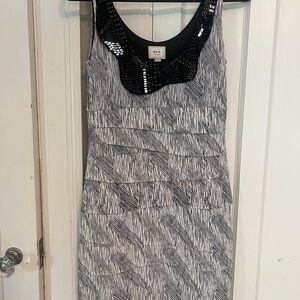 ECI black white sequin collar size 4 Patterned Mini Dress